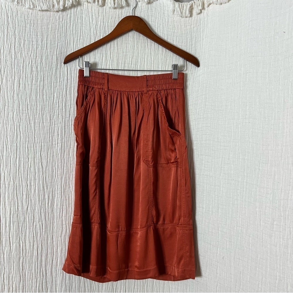 Loft burnt orange satin skirt size XS